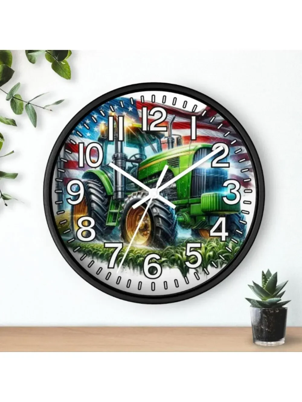 John Deere Tractor Farming  Glow In the Dark Wall Clock New!